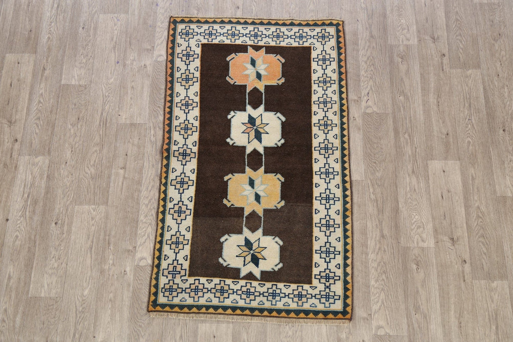 Brown Geometric Anatolian Turkish Area Rug 3x5