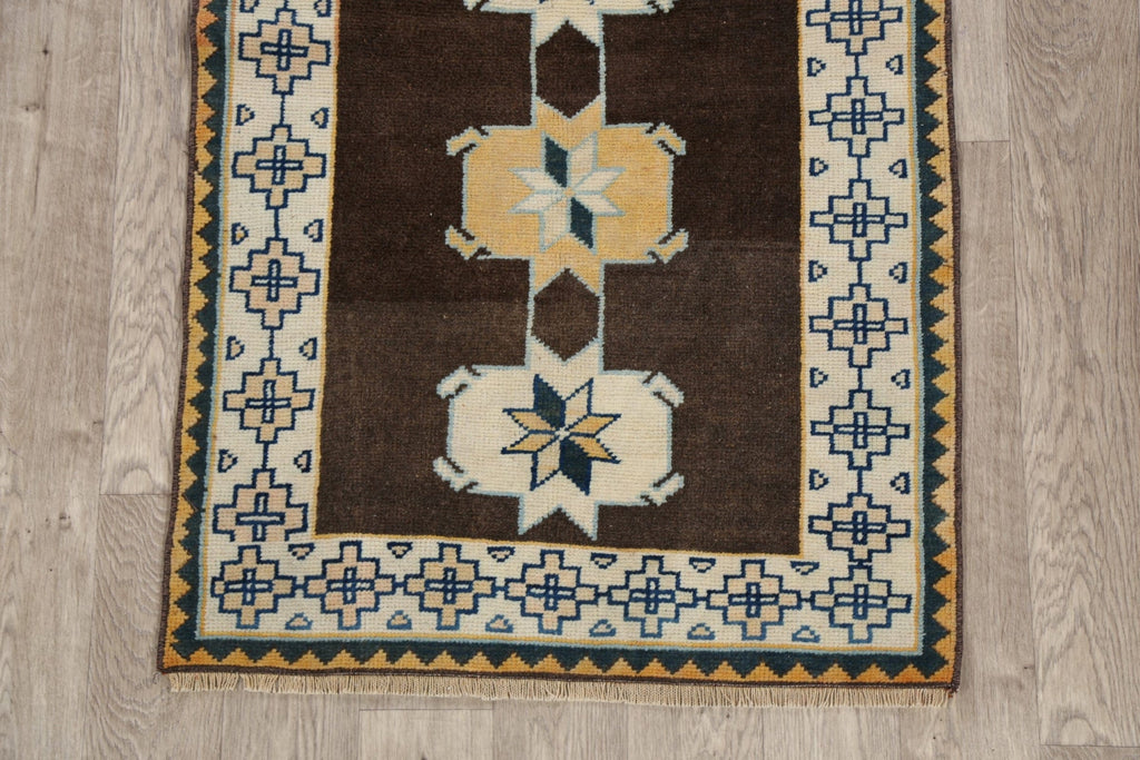 Brown Geometric Anatolian Turkish Area Rug 3x5