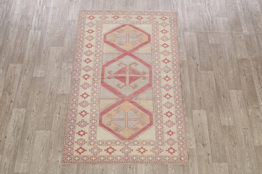 Vintage Geometric Anatolian Turkish Area Rug 4x6