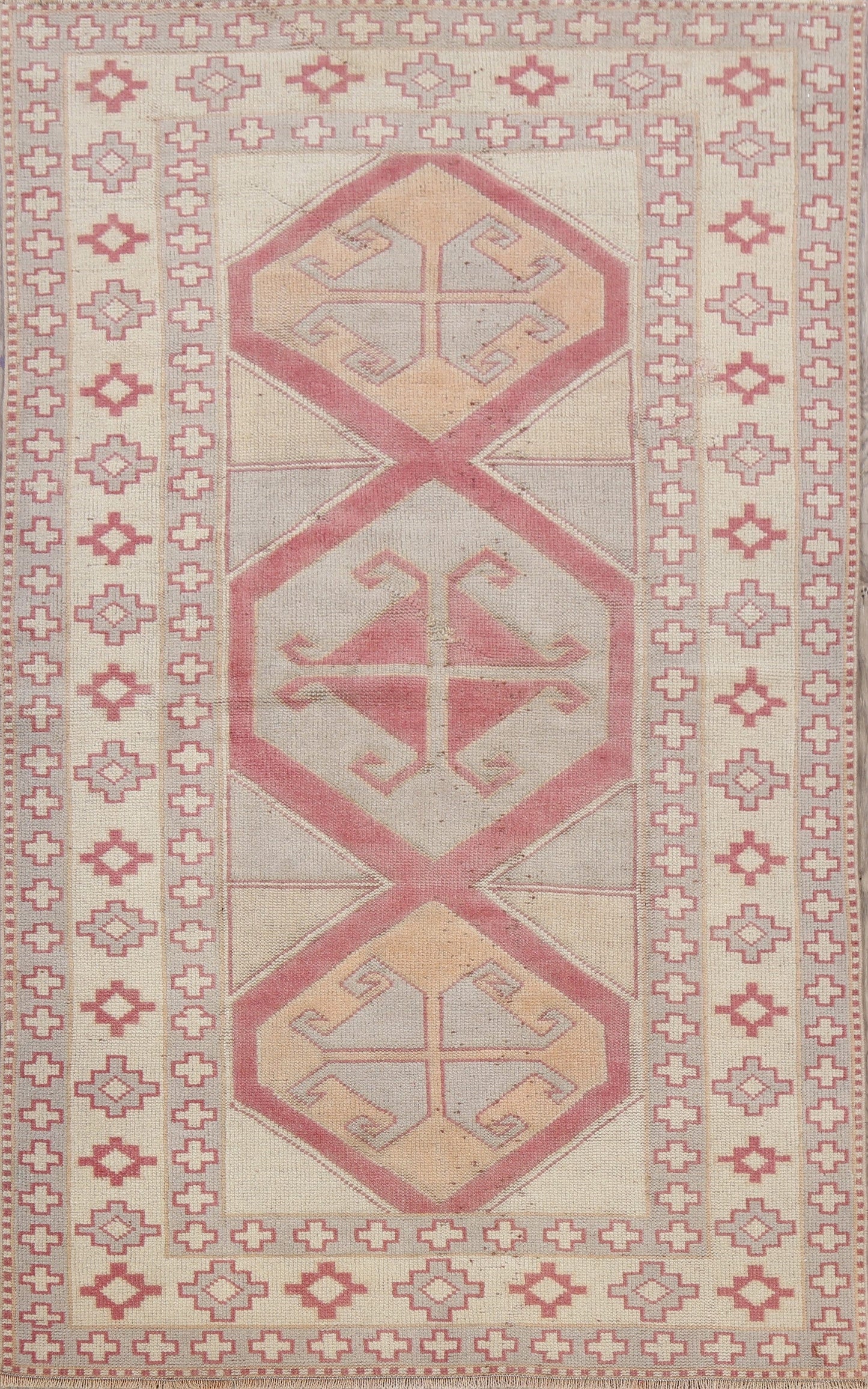 Vintage Geometric Anatolian Turkish Area Rug 4x6