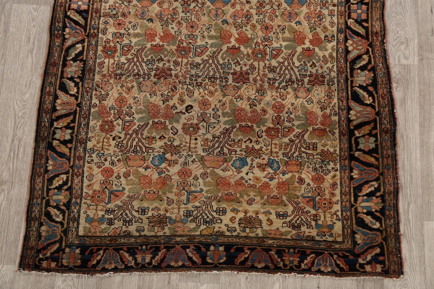 Pre-1900 Antique Vegetable Dye Sarouk Farahan Persian Rug 4x6