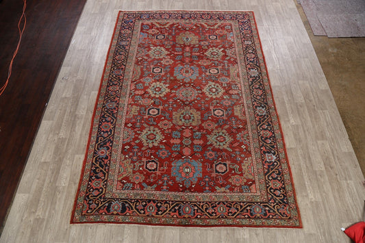 Pre-1900 Antique Heriz Serapi Vegetable Dye Persian Rug 8x12