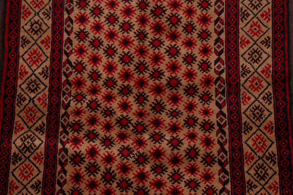 Brown Geometric Balouch Oriental Area Rug 3x5