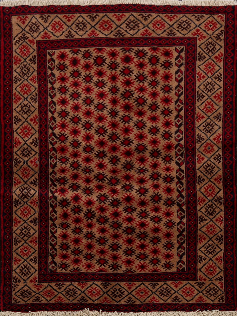 Brown Geometric Balouch Oriental Area Rug 3x5