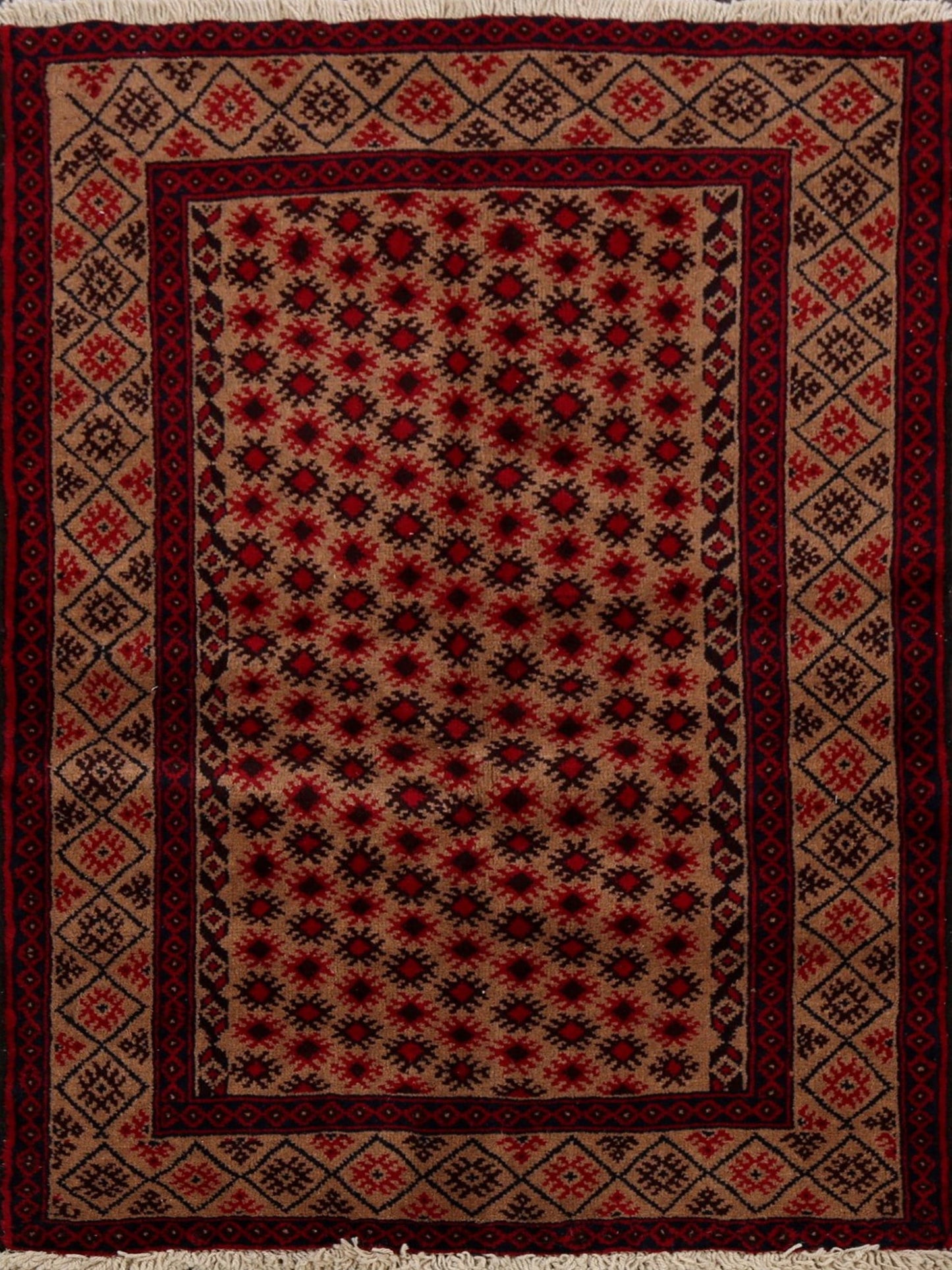 Brown Geometric Balouch Oriental Area Rug 3x5