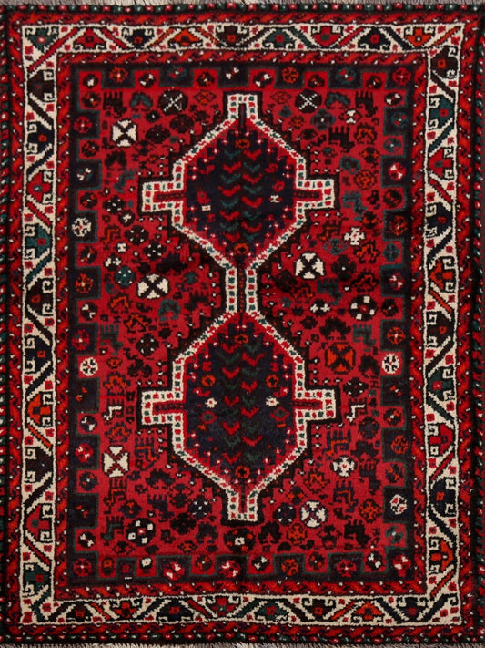 Tribal Geometric Shiraz Persian Area Rug 4x5