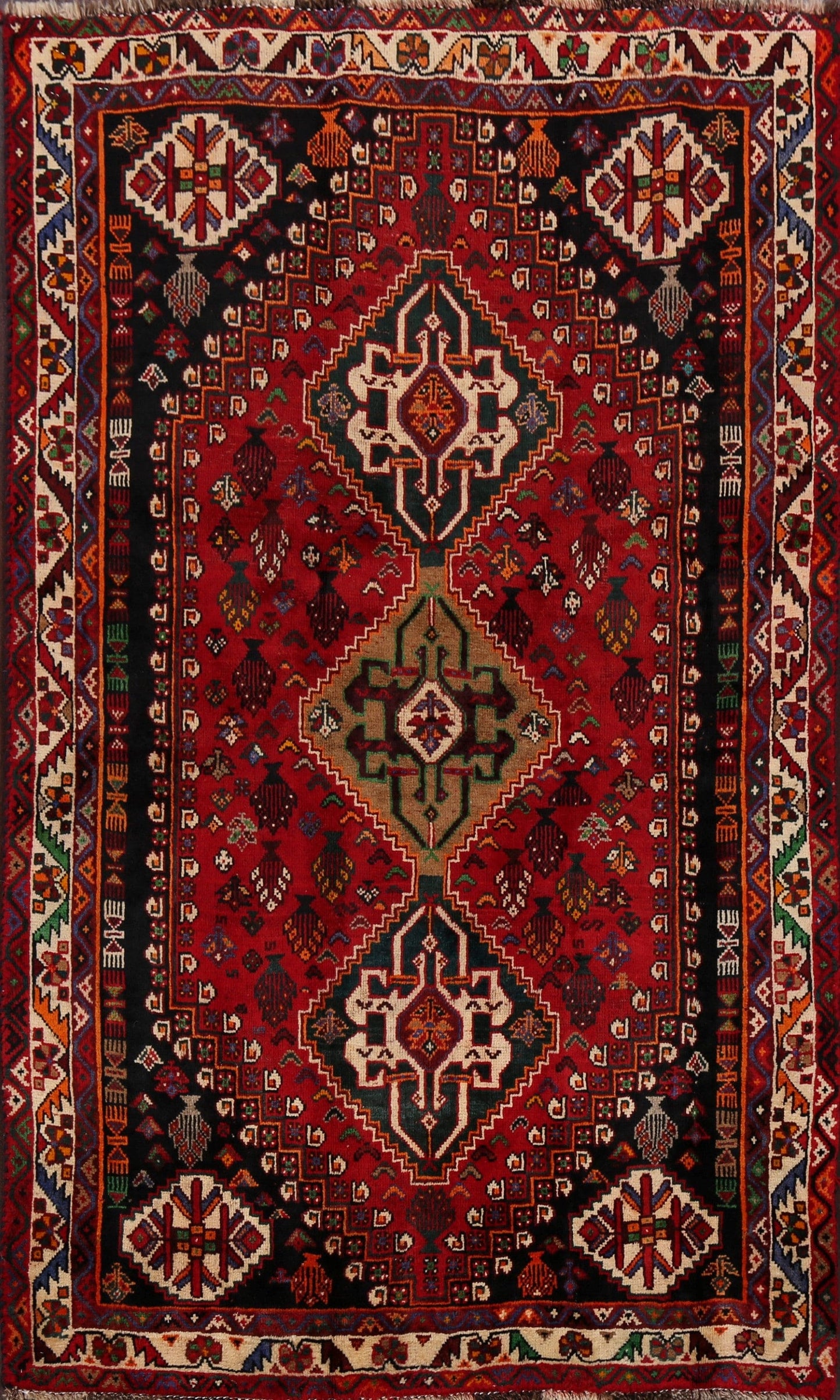 100% Vegetable Dye Abadeh Nafar Persian Area Rug 4x5