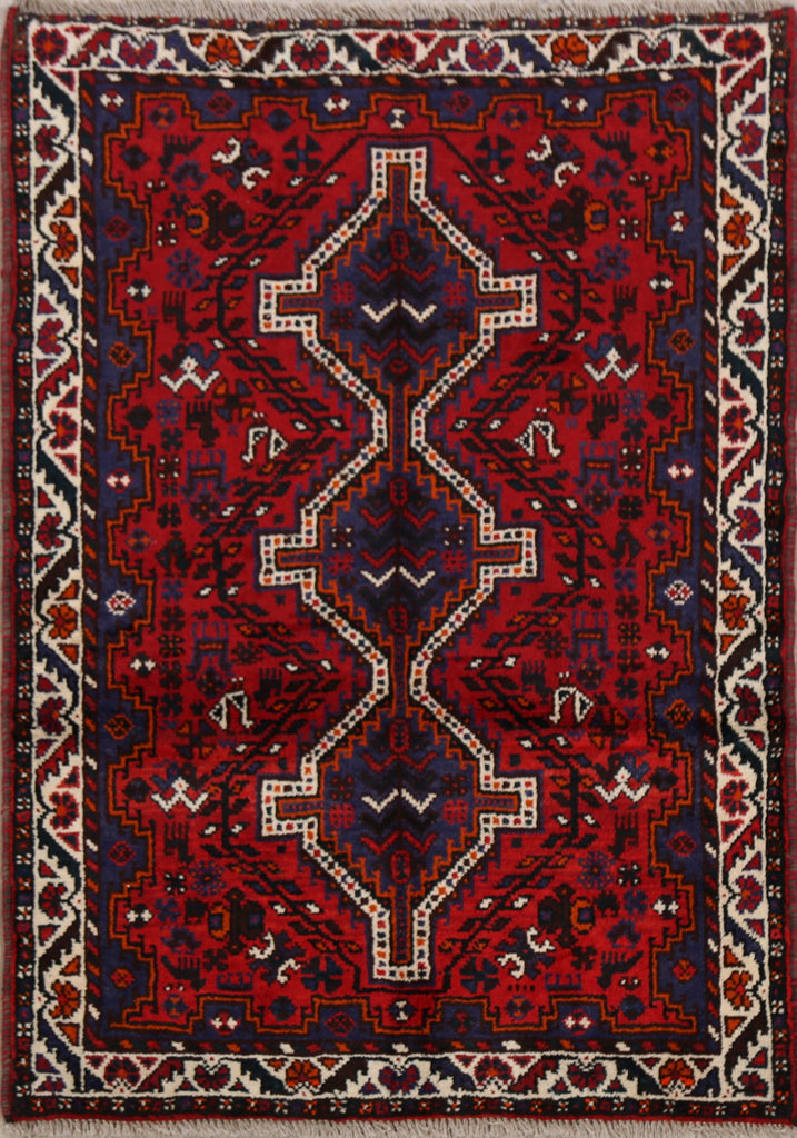 Tribal Geometric Shiraz Persian Area Rug 4x5