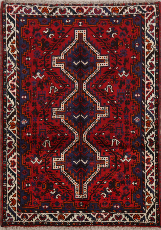 Tribal Geometric Shiraz Persian Area Rug 4x5