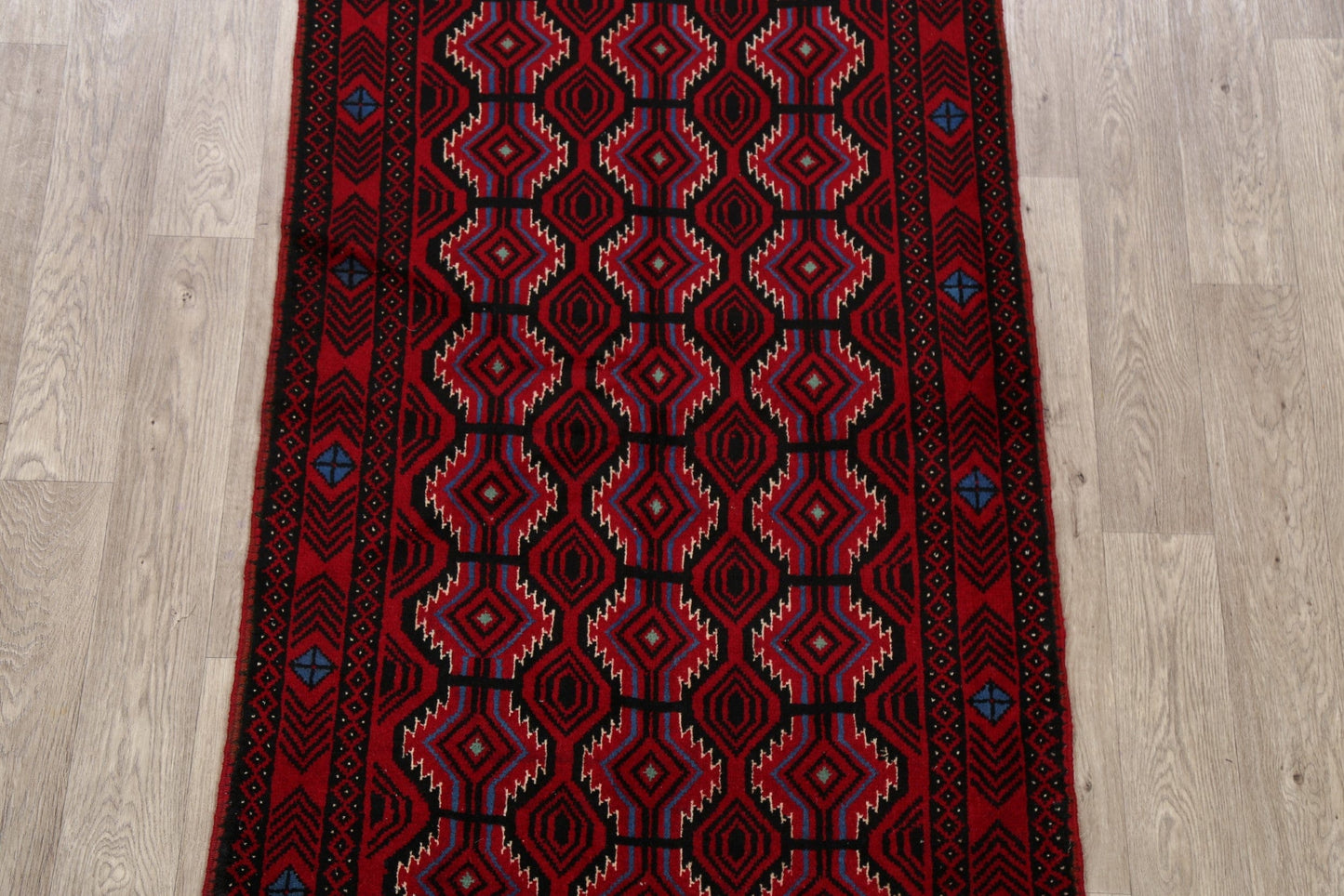 Geometric Red Balouch Oriental Area Rug 3x6