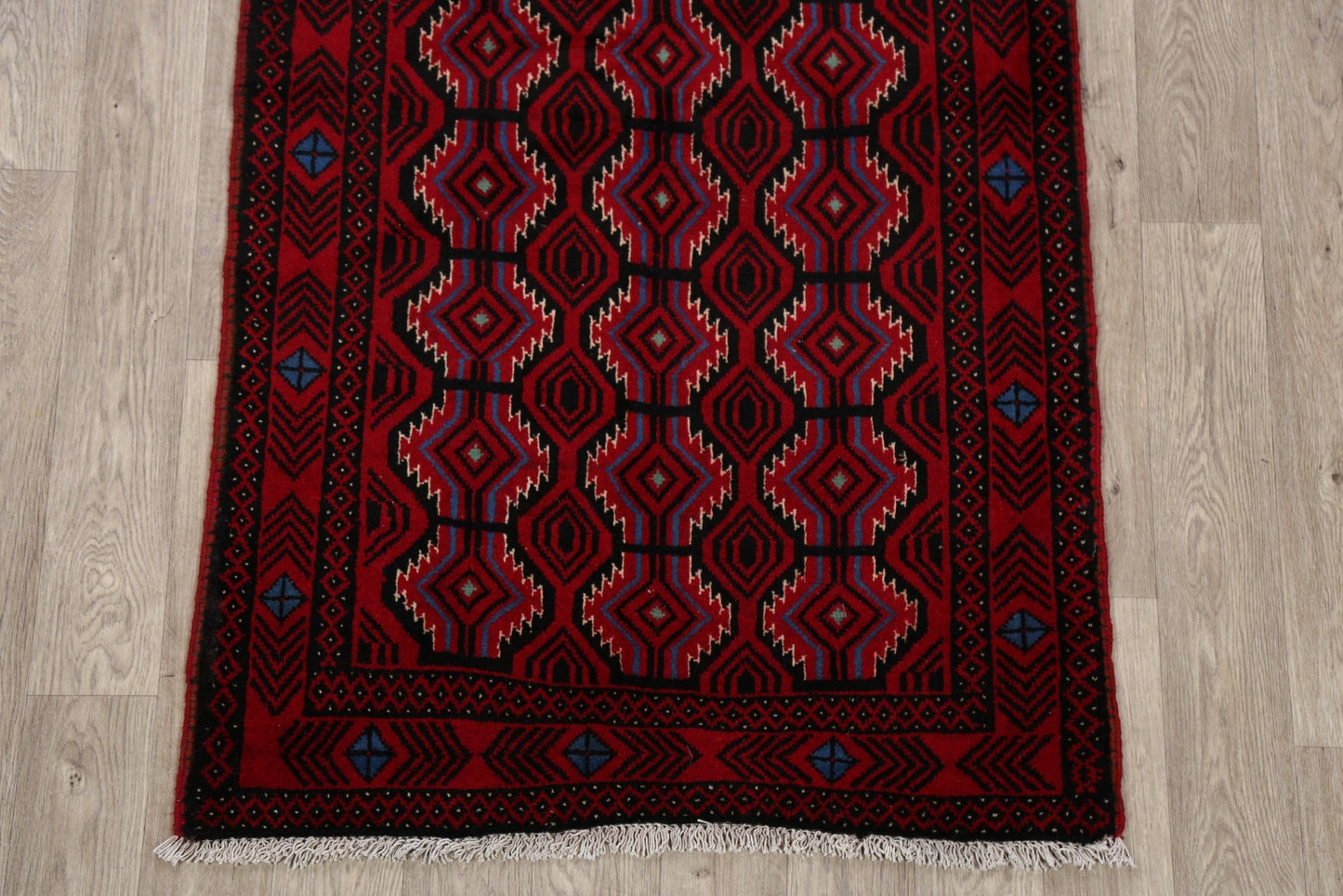 Geometric Red Balouch Oriental Area Rug 3x6