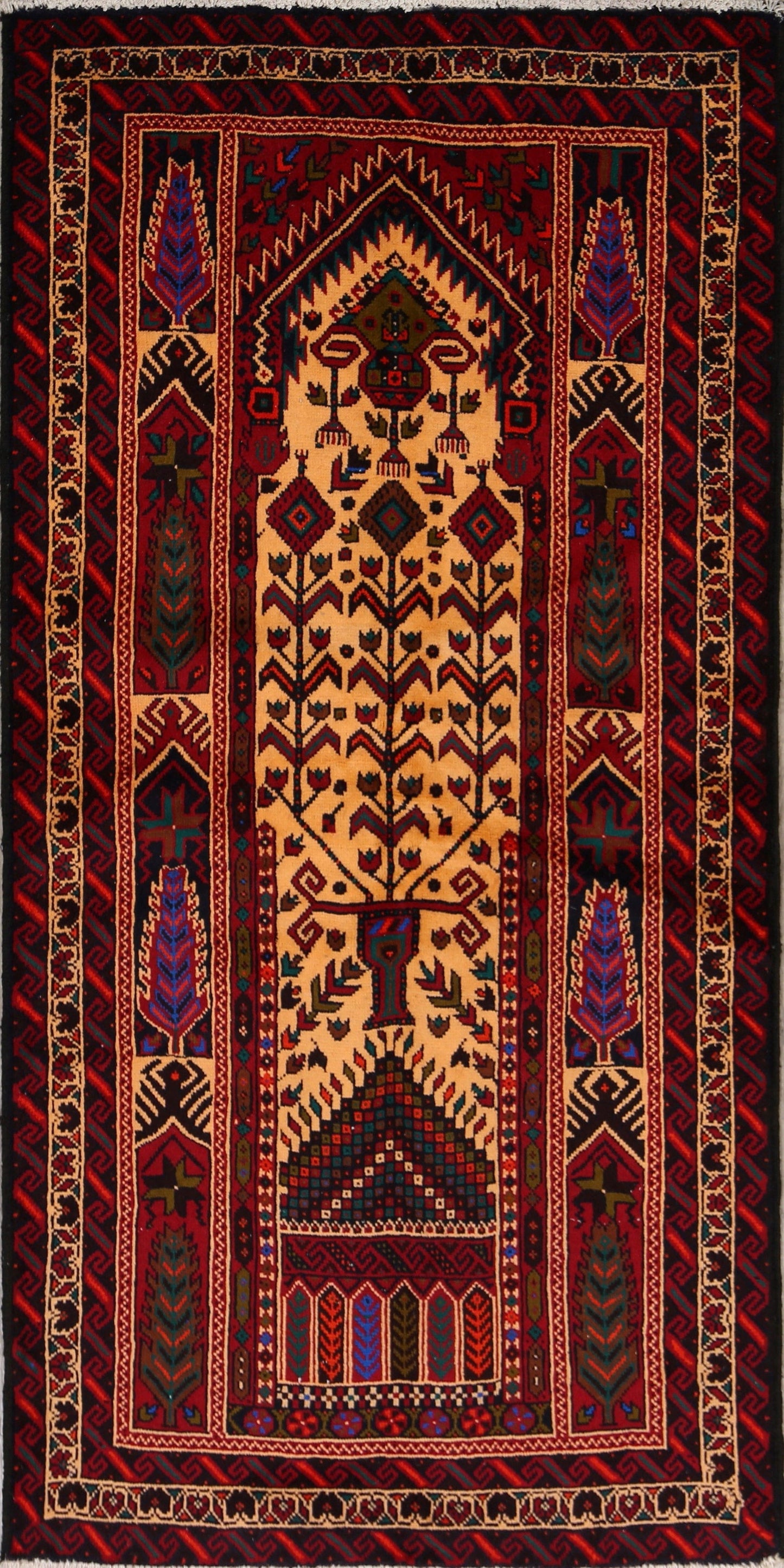 Geometric Balouch Afghan Oriental Area Rug 3x6