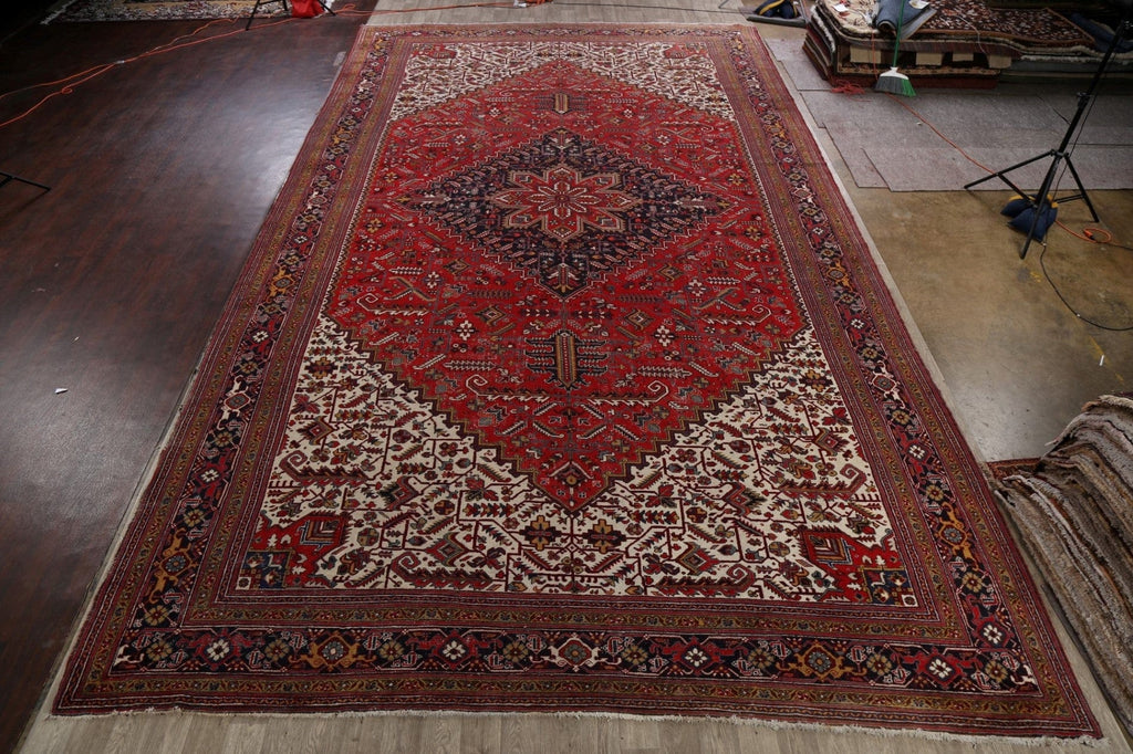 Antique 100% Vegetable Dye Heriz Persian Rug 13x23