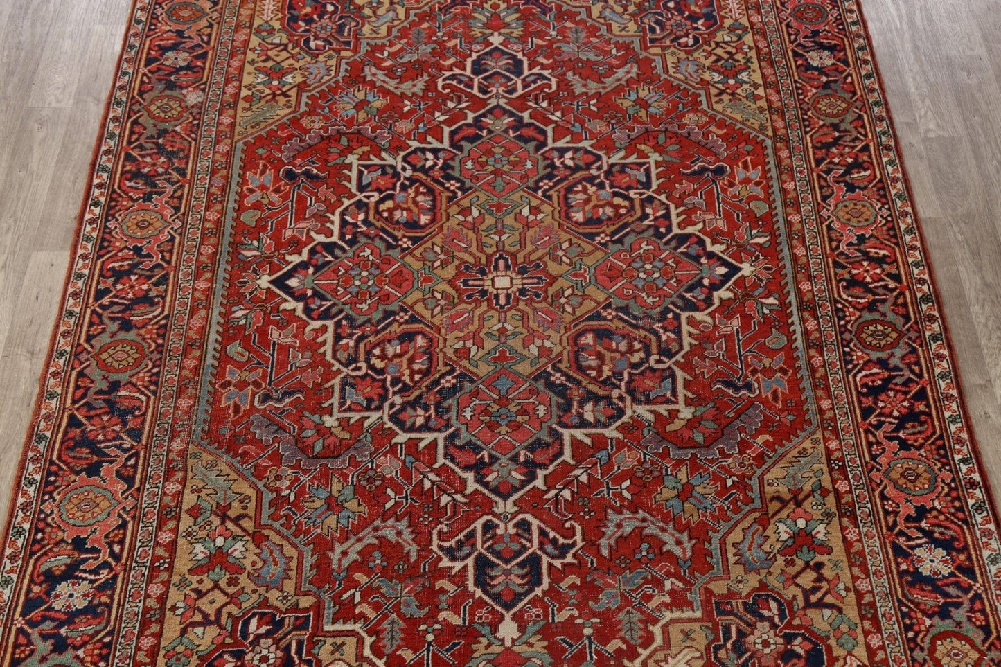 Pre-1900 Antique Vegetable Dye Heriz Serapi Persian Rug 8x12