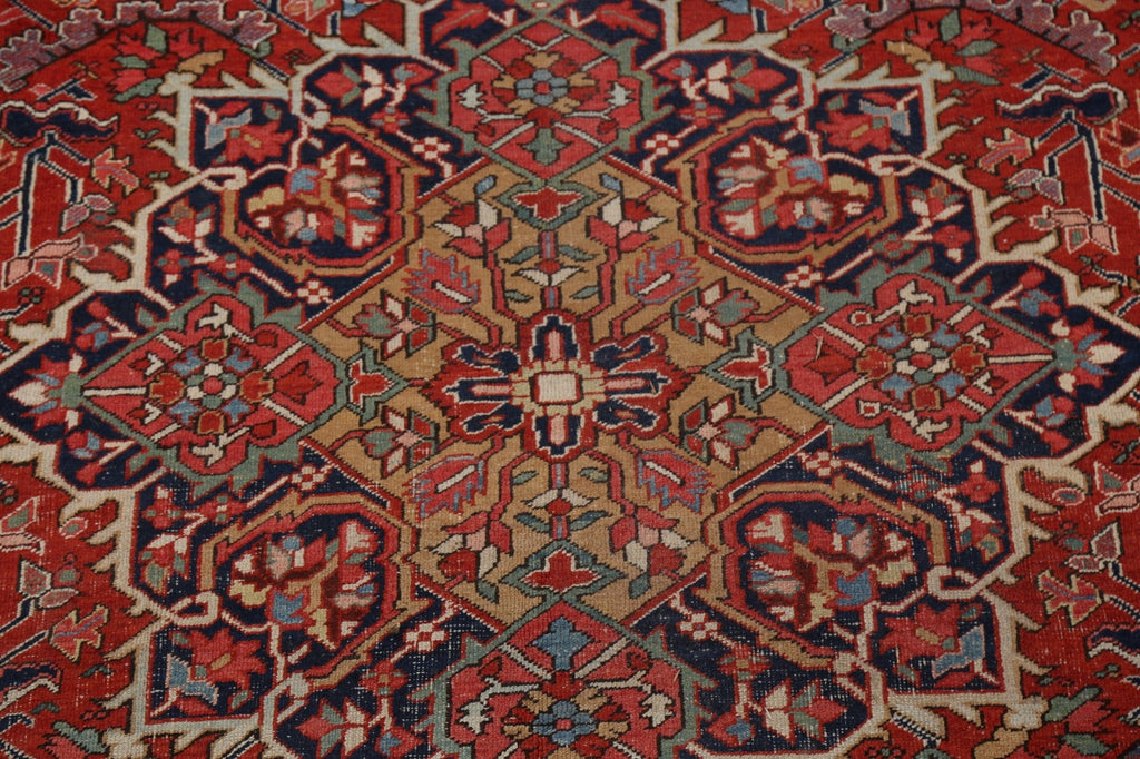 Pre-1900 Antique Vegetable Dye Heriz Serapi Persian Rug 8x12