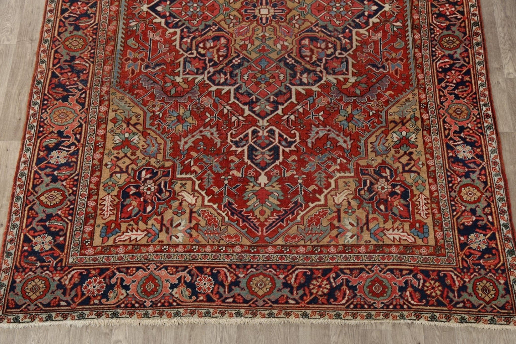 Pre-1900 Antique Vegetable Dye Heriz Serapi Persian Rug 8x12