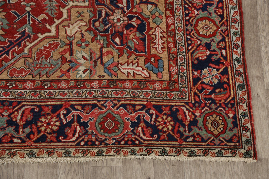 Pre-1900 Antique Vegetable Dye Heriz Serapi Persian Rug 8x12