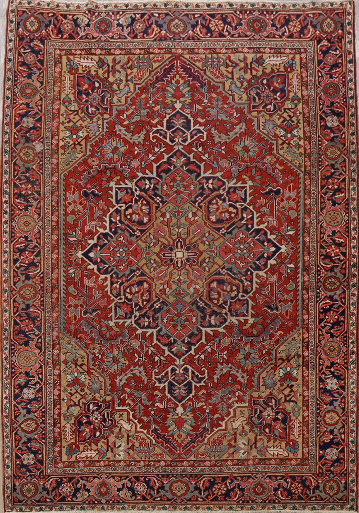 Pre-1900 Antique Vegetable Dye Heriz Serapi Persian Rug 8x12