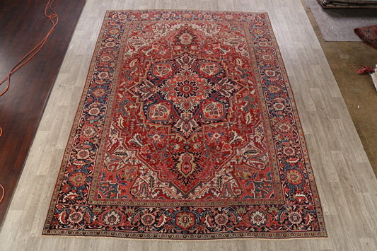 Antique Vegetable Dye Heriz Serapi Persian Area Rug 9x13