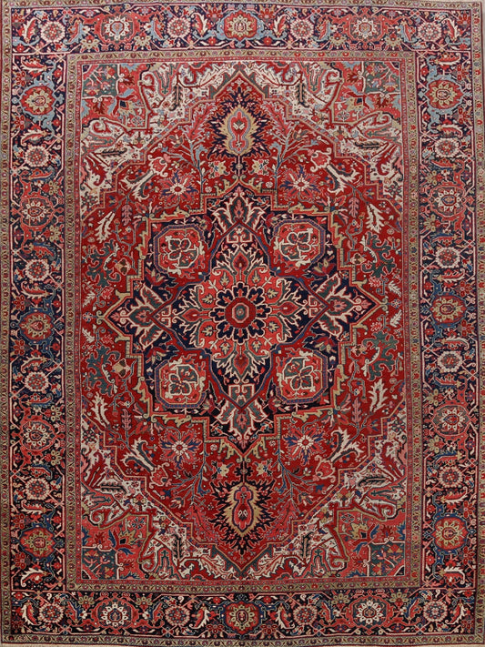 Antique Vegetable Dye Heriz Serapi Persian Area Rug 9x13