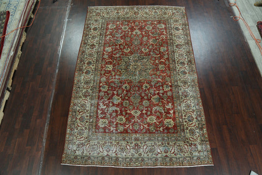 Pre-1900 Antique Vegetable Dye Tabriz Persian Area Rug 7x11