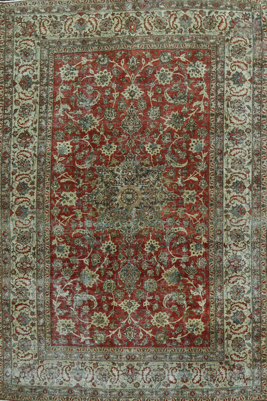 Pre-1900 Antique Vegetable Dye Tabriz Persian Area Rug 7x11