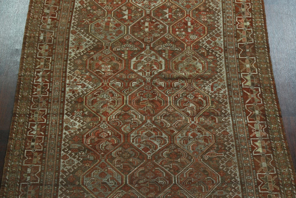 Pre-1900 Antique Geometric Qashqai Persian Area Rug 6x9