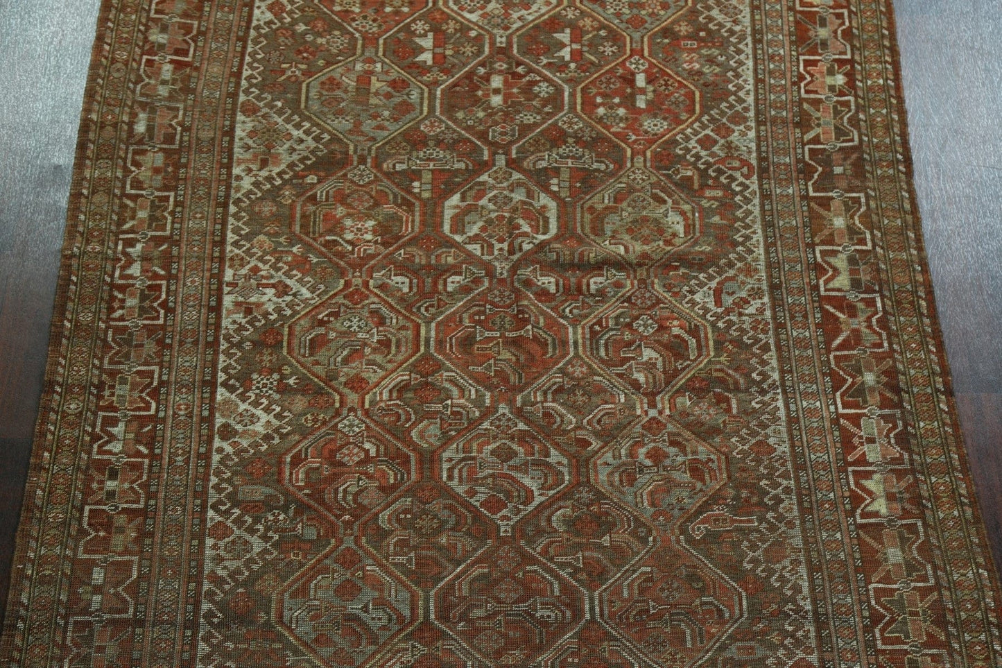 Pre-1900 Antique Geometric Qashqai Persian Area Rug 6x9