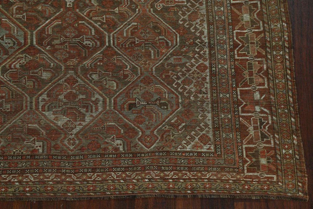 Pre-1900 Antique Geometric Qashqai Persian Area Rug 6x9