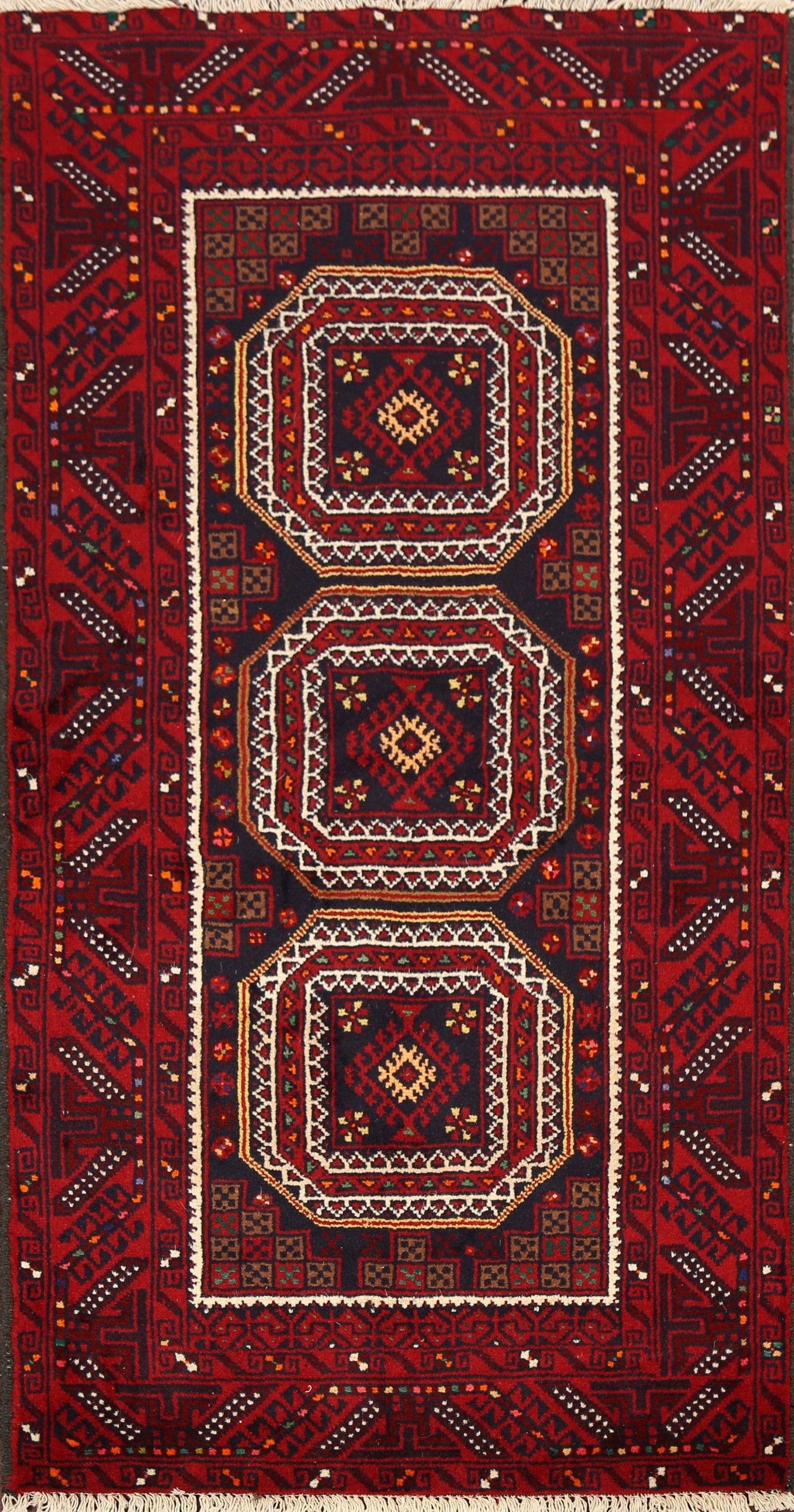 Tribal Geometric Balouch Oriental Area Rug 3x6