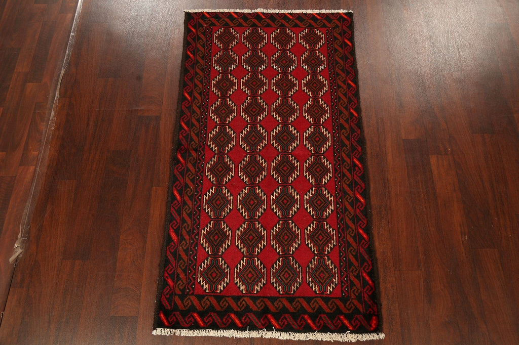 Geometric Red Balouch Oriental Area Rug 3x6