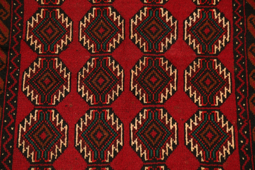 Geometric Red Balouch Oriental Area Rug 3x6