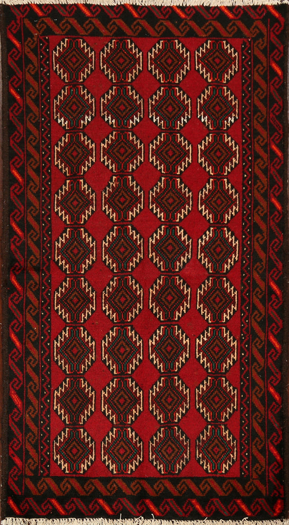 Geometric Red Balouch Oriental Area Rug 3x6