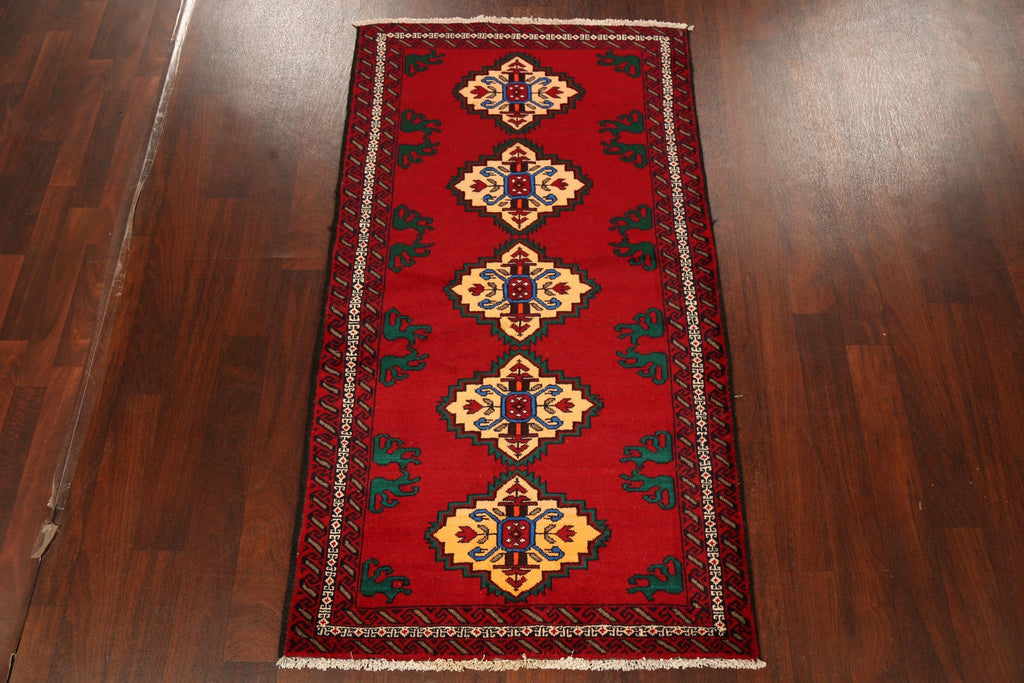 Geometric Red Balouch Oriental Area Rug 4x6