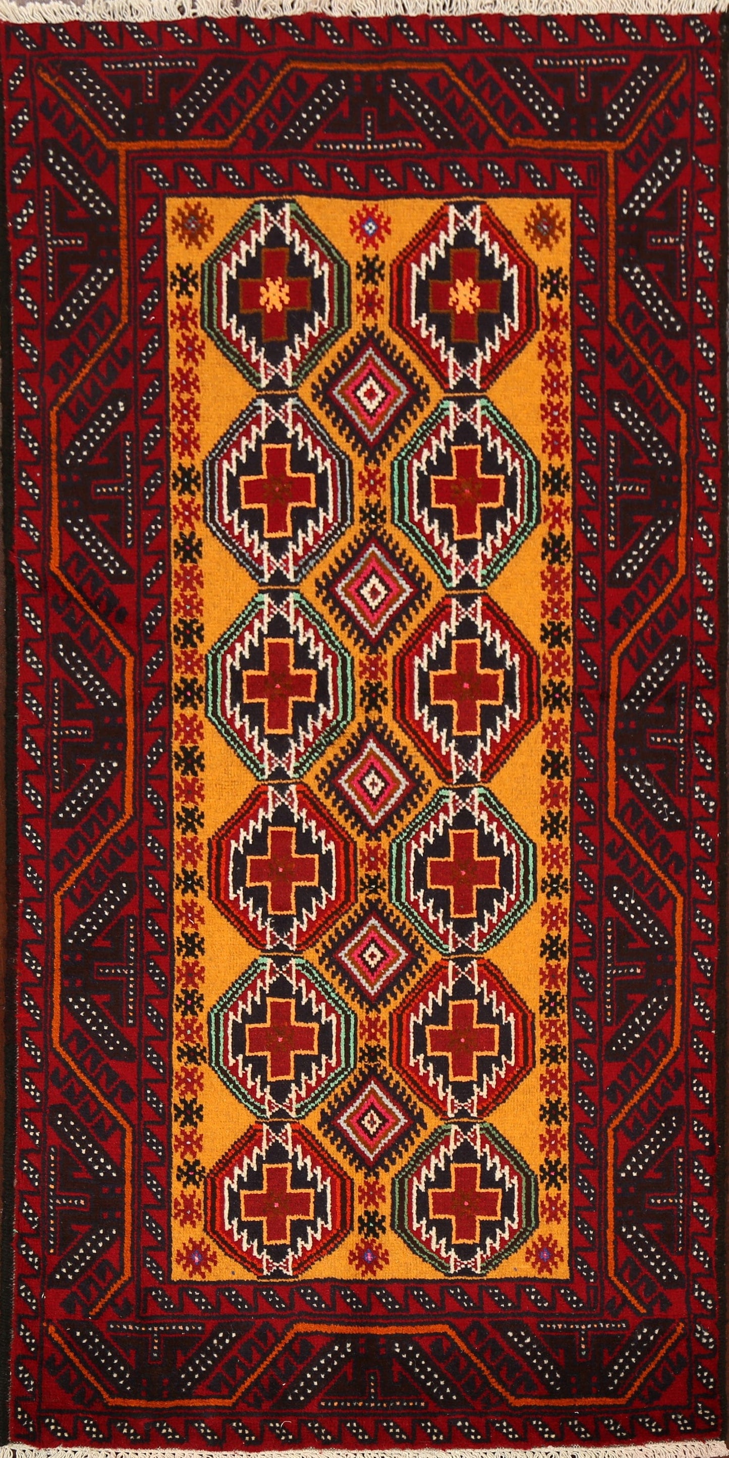 Geometric Balouch Afghan Oriental Area Rug 3x6