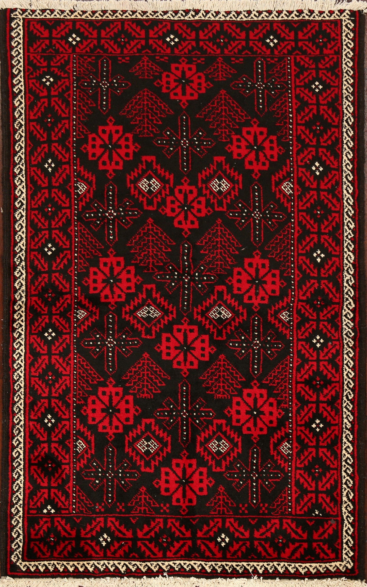 All-Over Geometric Balouch Afghan Area Rug 3x5