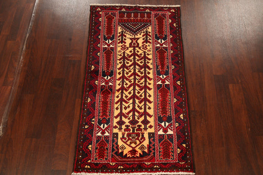 Tribal Geometric Balouch Afghan Area Rug 3x6