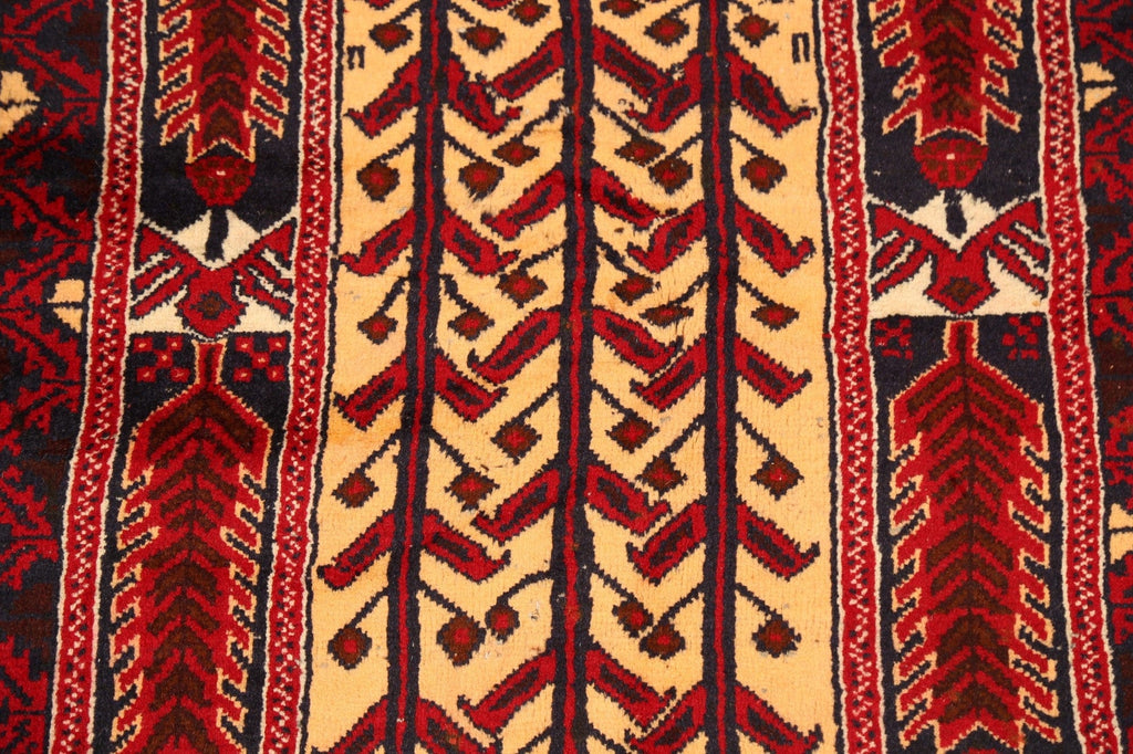 Tribal Geometric Balouch Afghan Area Rug 3x6