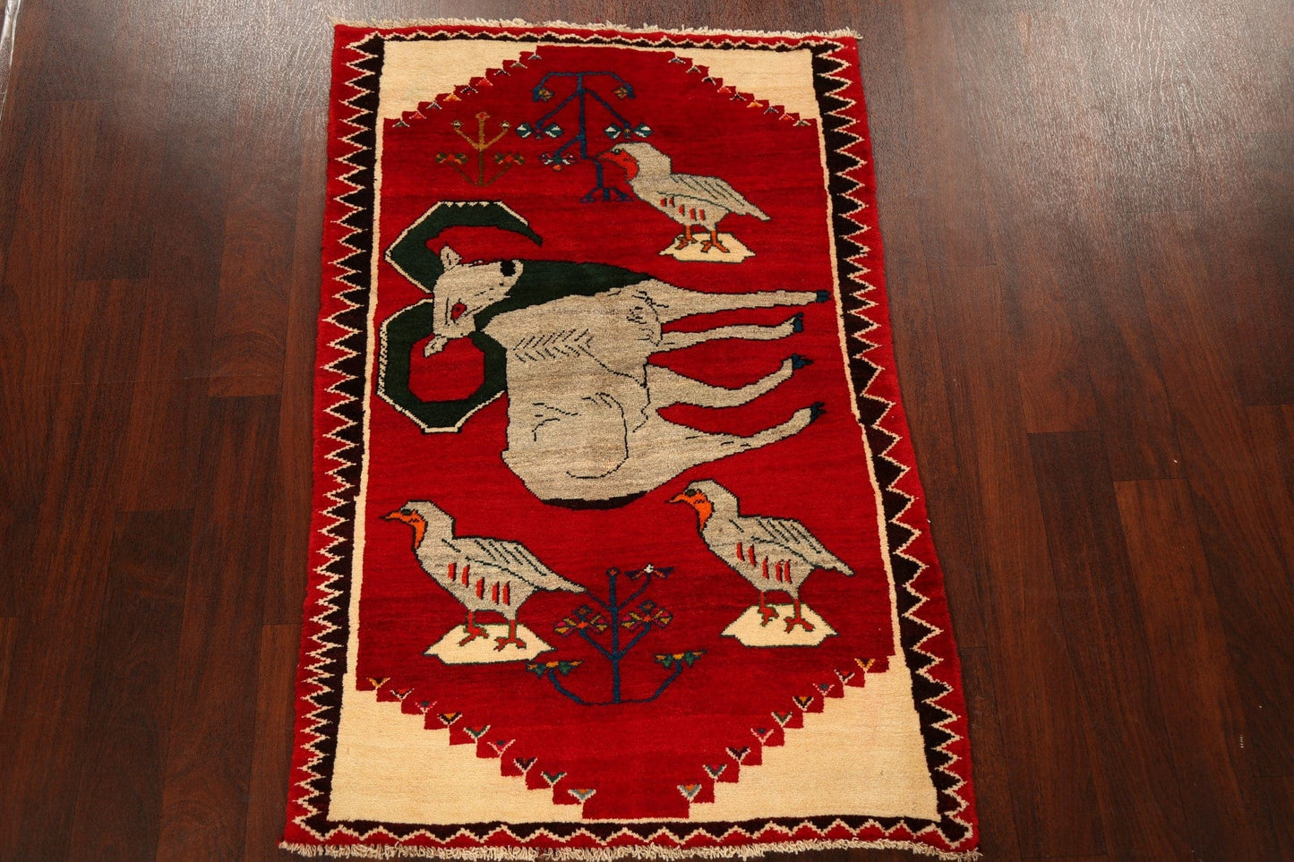 Animal Pictorial Gabbeh Persian Area Rug 4x5