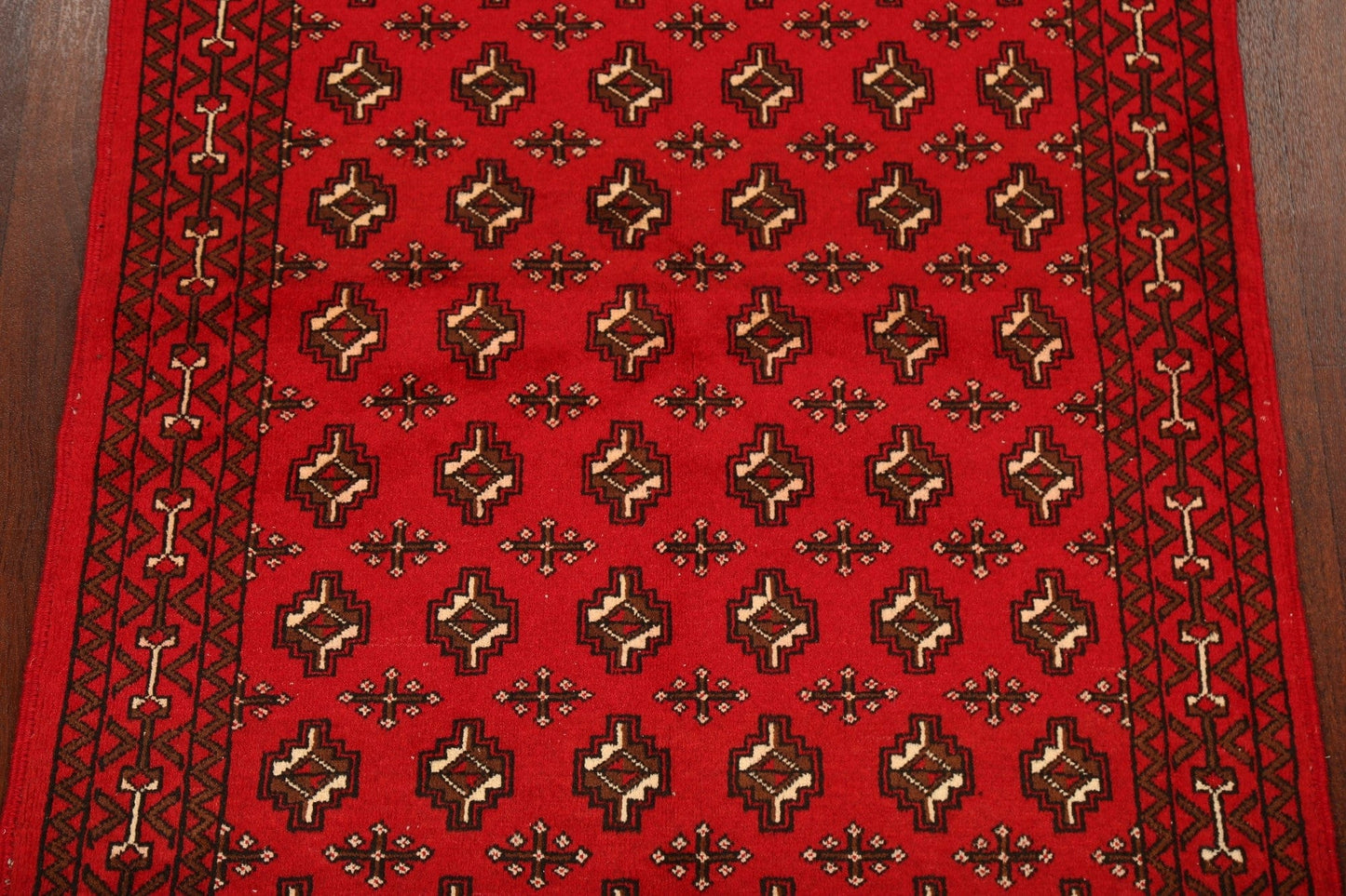 Geometric Red Balouch Oriental Runner Rug 3x7