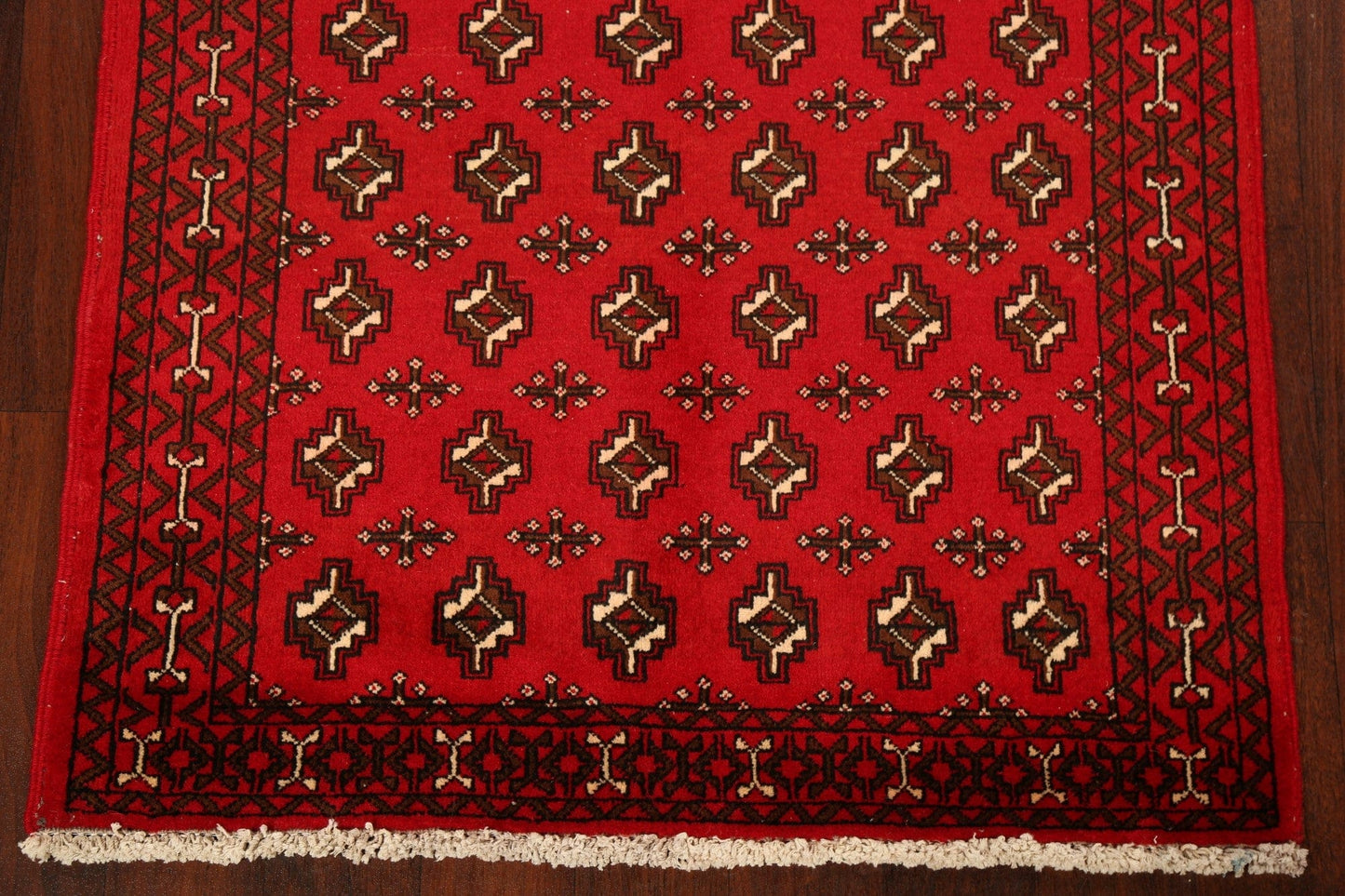 Geometric Red Balouch Oriental Runner Rug 3x7