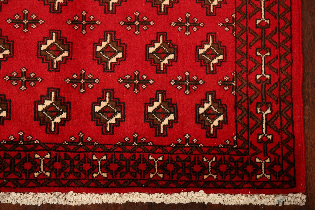 Geometric Red Balouch Oriental Runner Rug 3x7