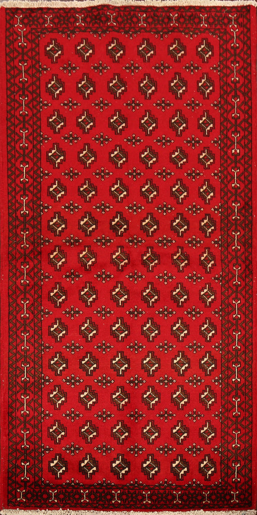 Geometric Red Balouch Oriental Runner Rug 3x7