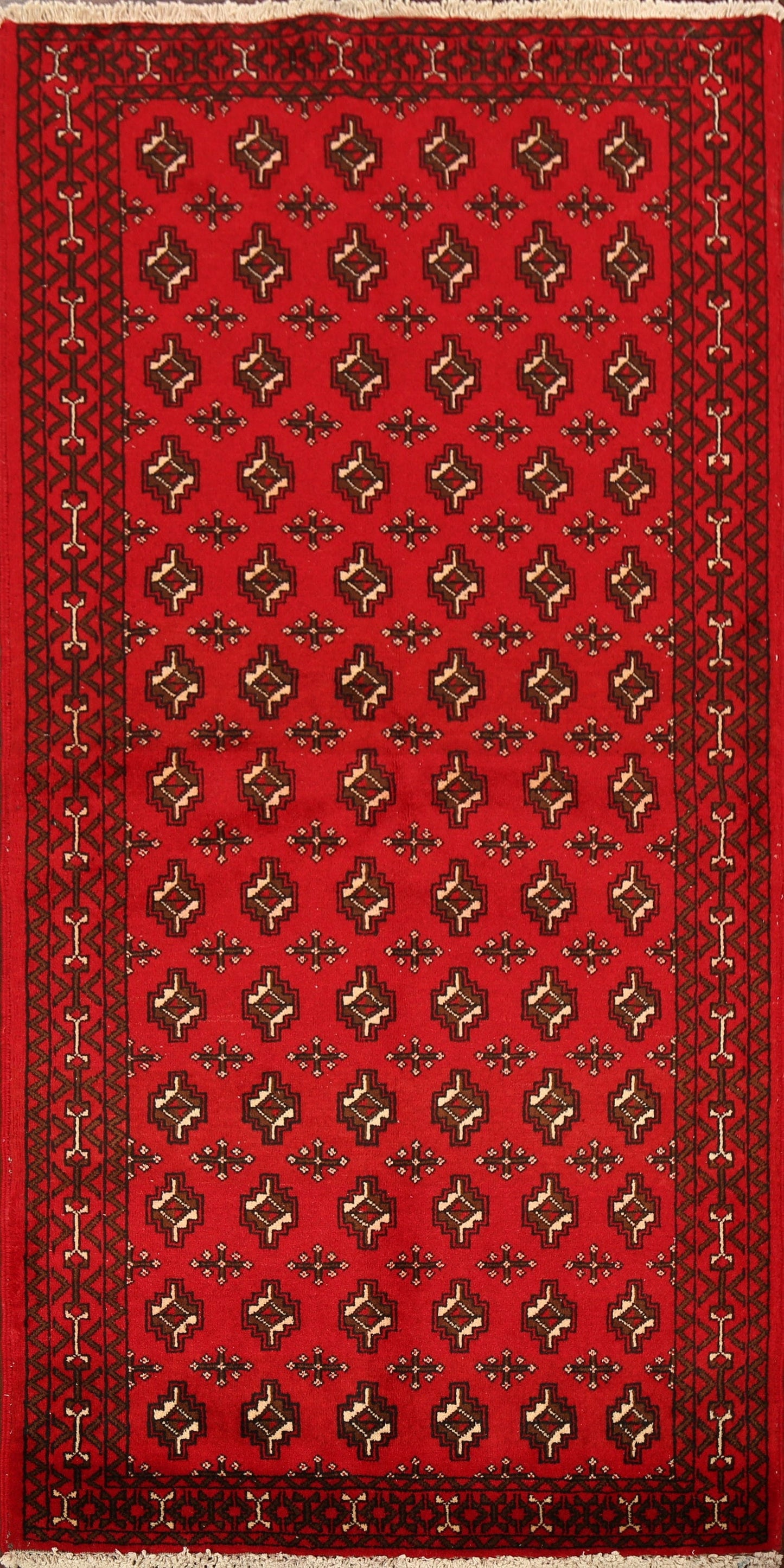 Geometric Red Balouch Oriental Runner Rug 3x7