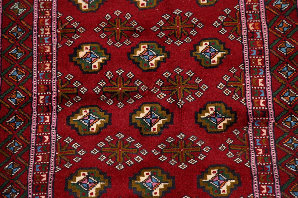 Geometric Red Balouch Oriental Area Rug 3x6