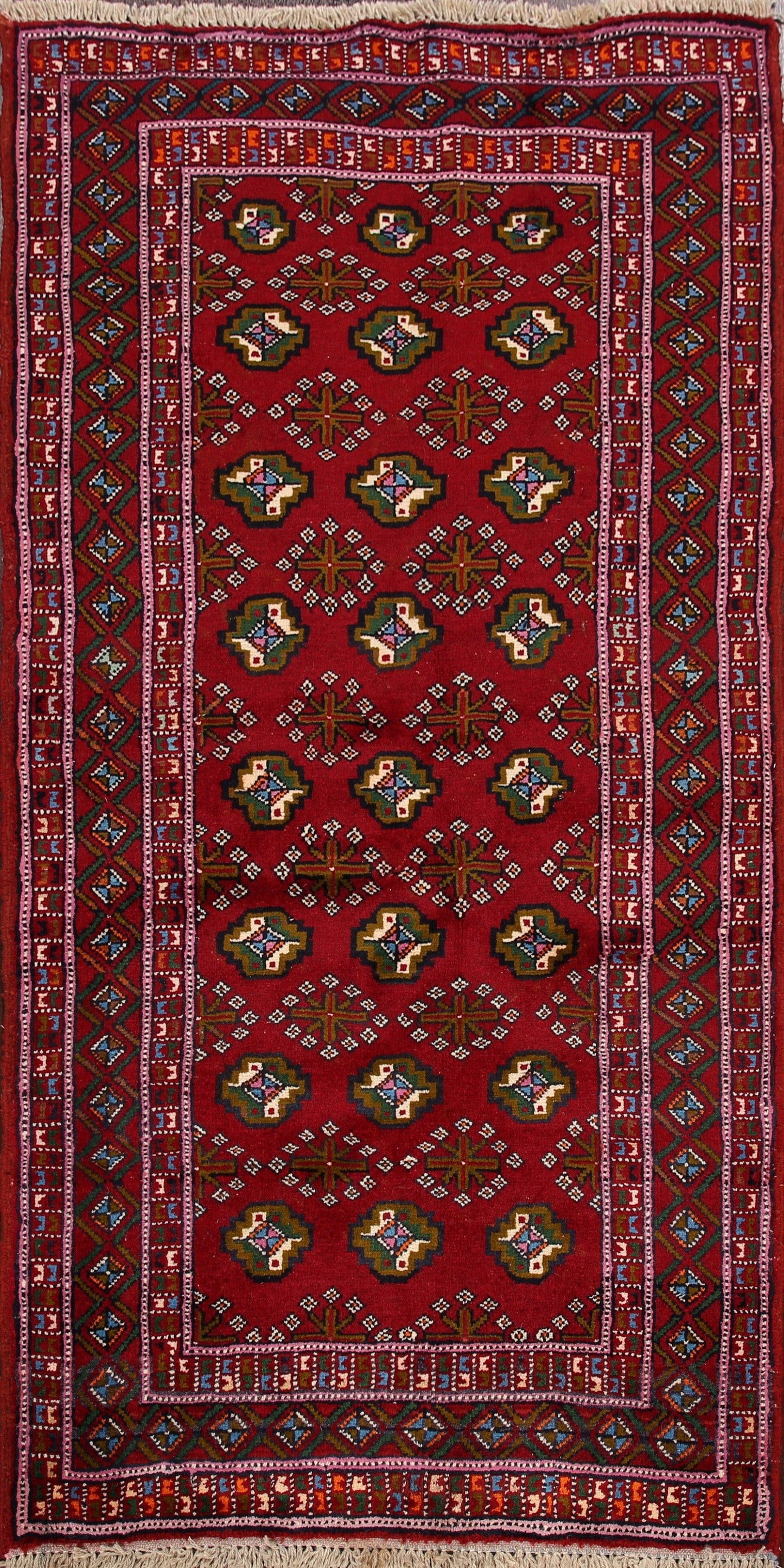 Geometric Red Balouch Oriental Area Rug 3x6