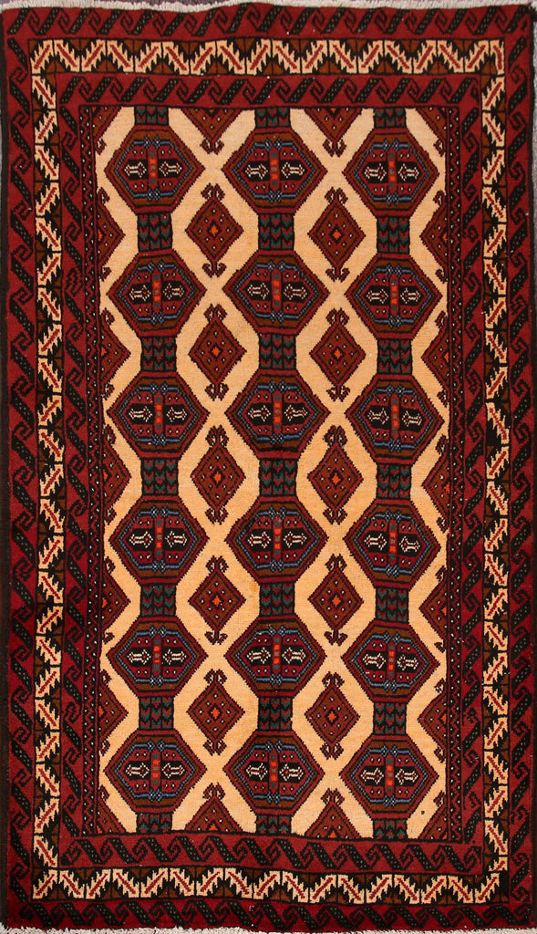 Geometric Balouch Afghan Oriental Area Rug 3x6