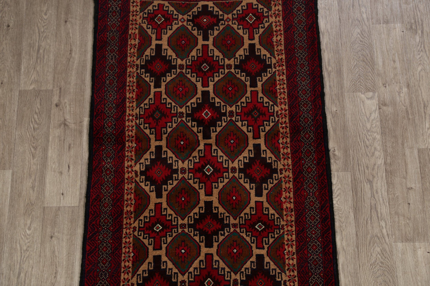 Brown Geometric Balouch Oriental Area Rug 3x6