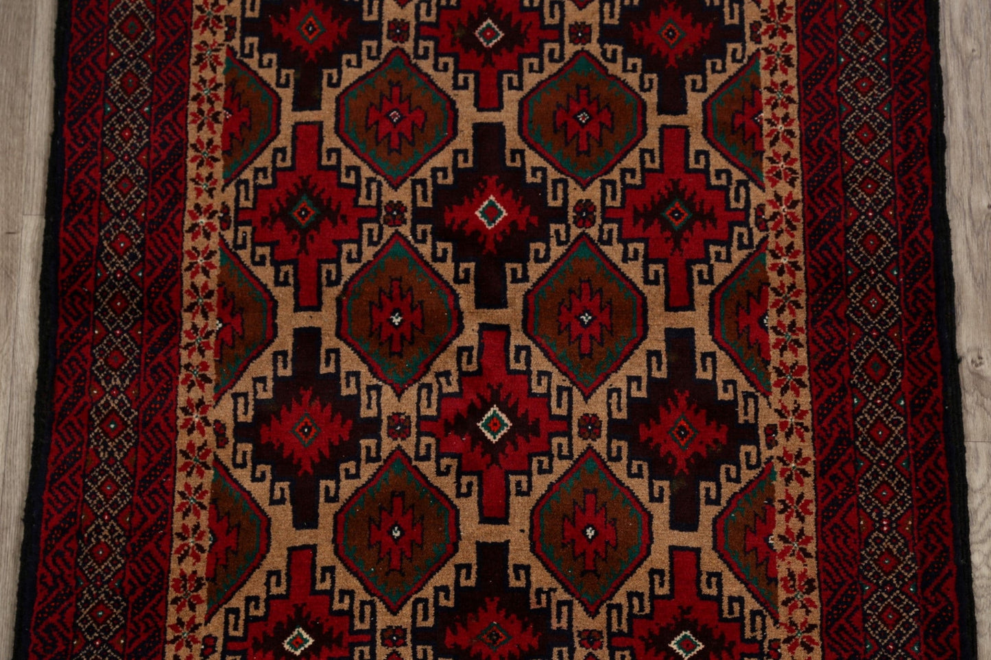 Brown Geometric Balouch Oriental Area Rug 3x6