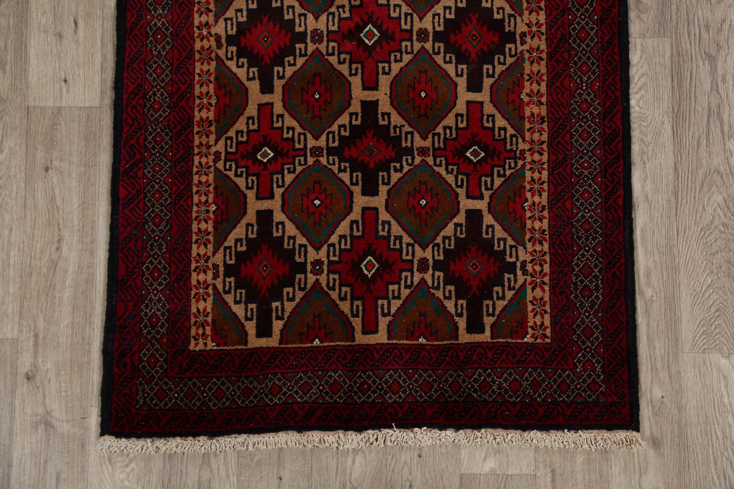 Brown Geometric Balouch Oriental Area Rug 3x6